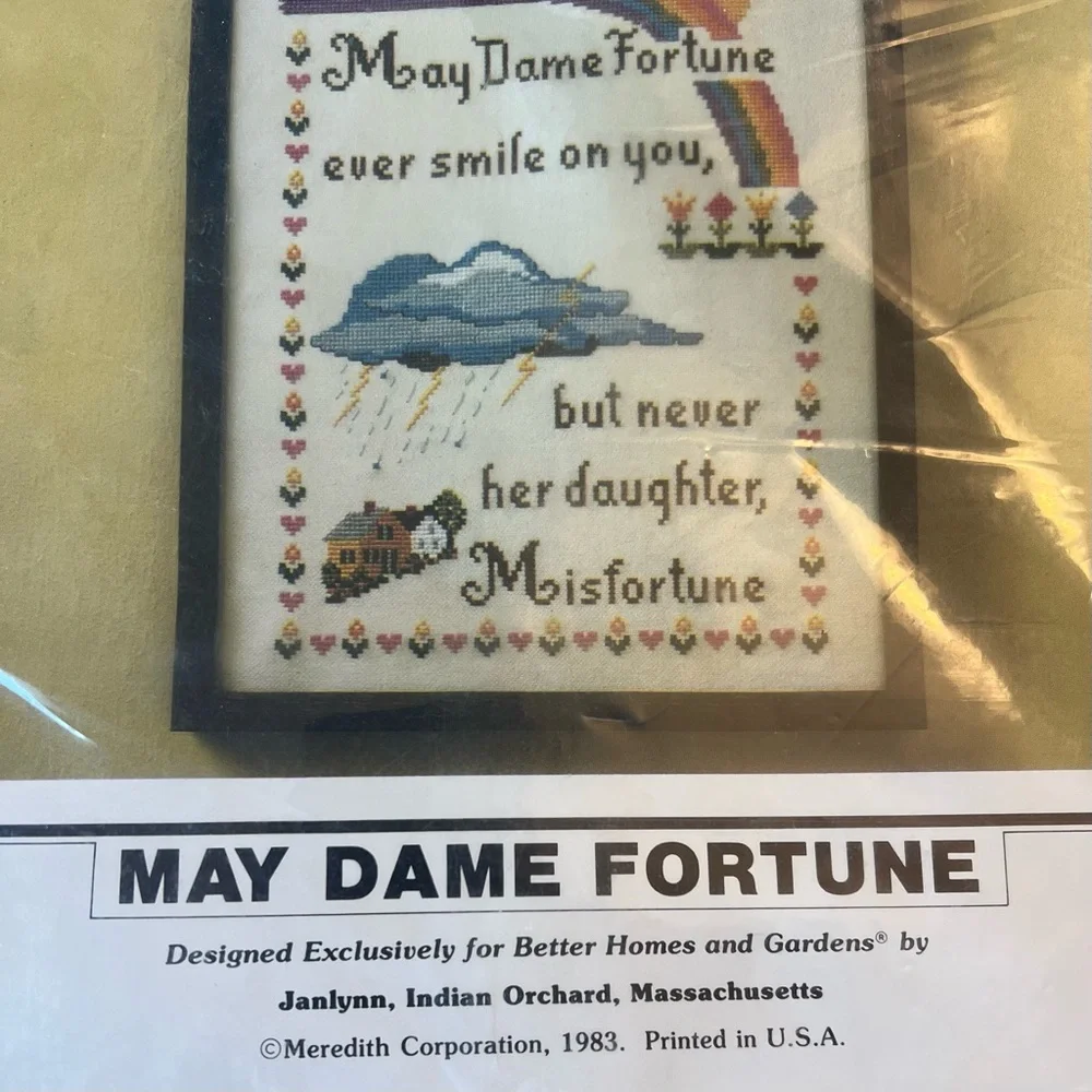 Vintage NIP! Cross Stitch Kit Better Homes & Gardens Quote Rainbow Canvas Thread